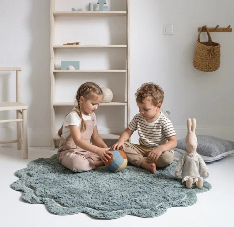 Alfombra lavable infantil de 110 cm suave en aqua