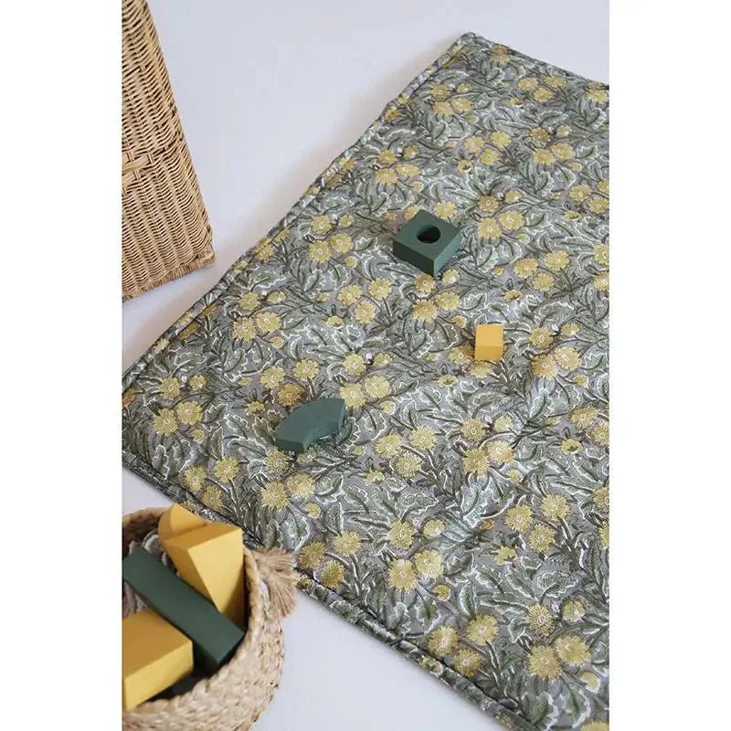 Alfombra de algodón infantil estampada con flores | 100x100