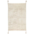 Striped cotton children's rug | Beige and nude pink