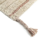 Striped cotton children's rug | Beige and nude pink