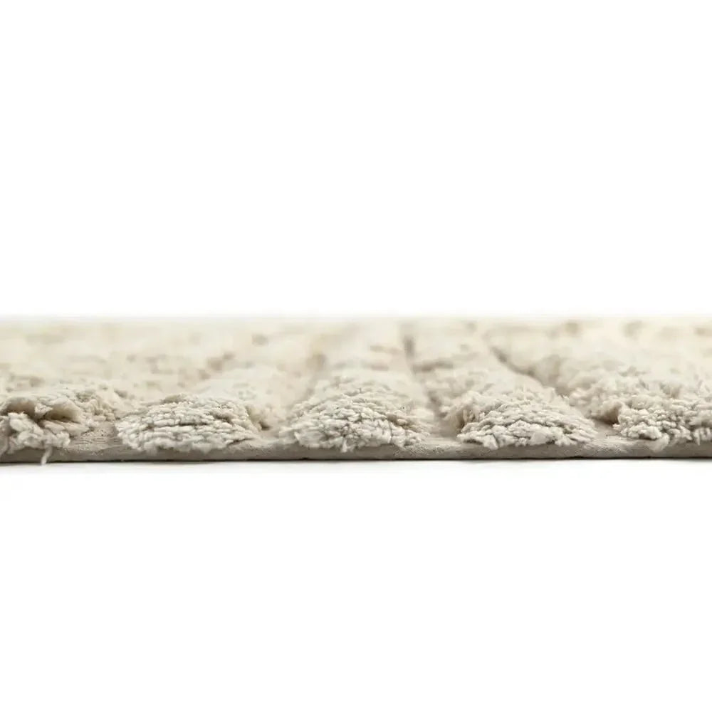 Striped cotton children's rug | Beige and nude pink
