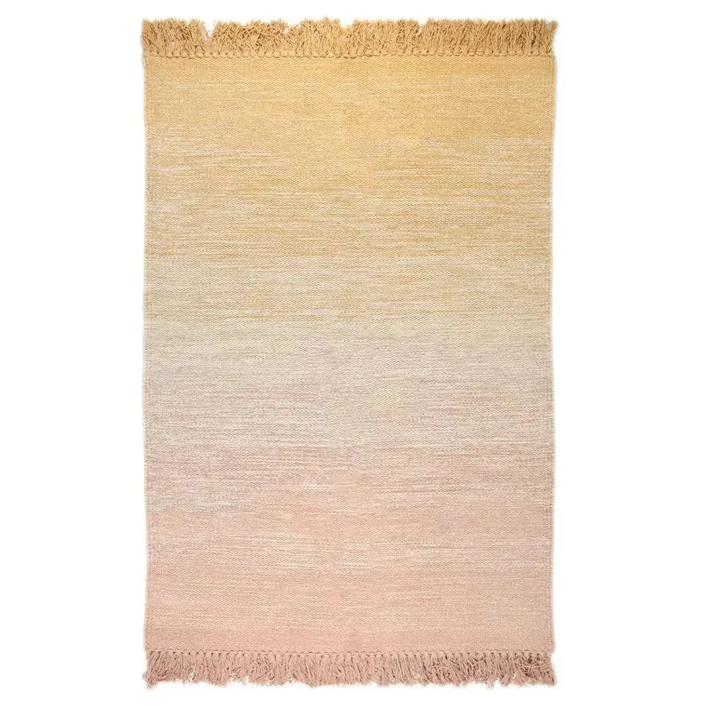 Cotton rug with yellow to pink nude gradient