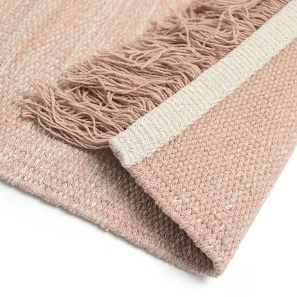 Cotton rug with yellow to pink nude gradient