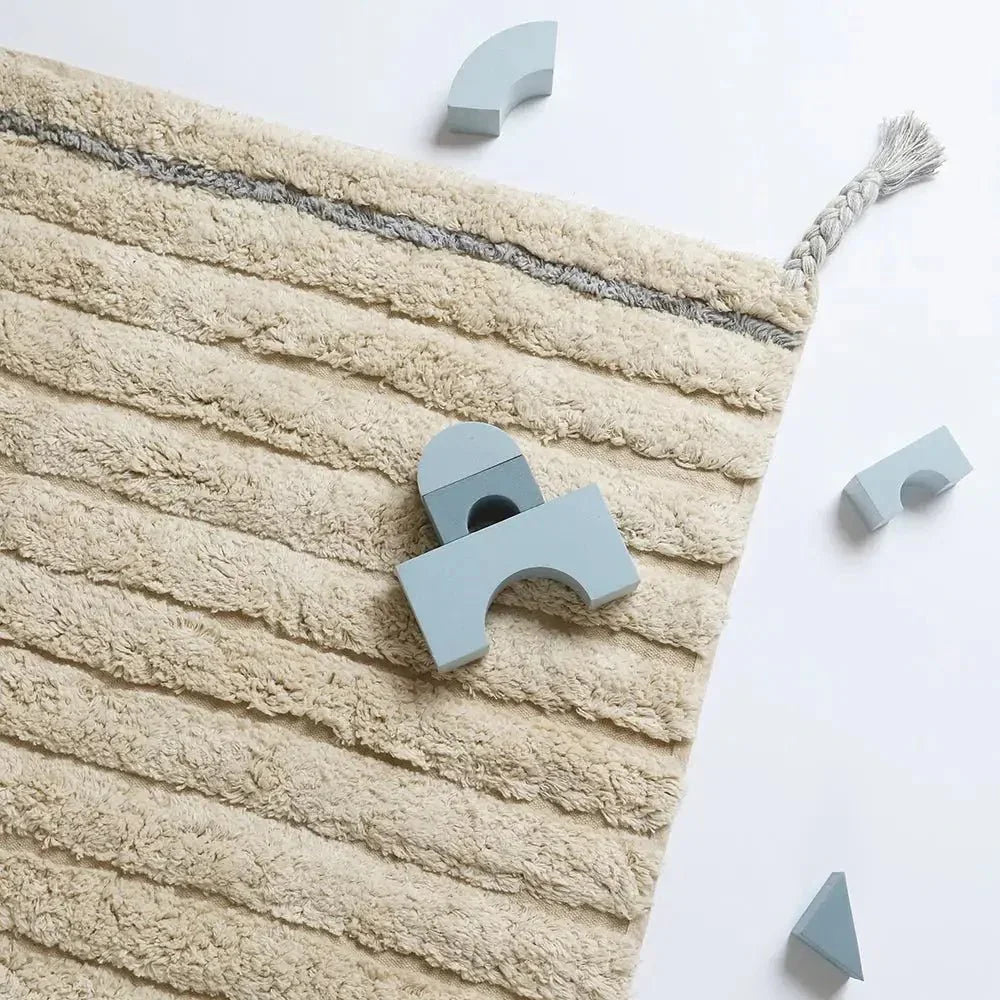 Alfombra infantil de algodón lavable y suave con diseño rayado