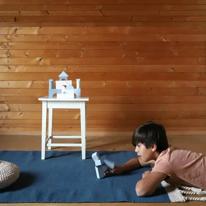 Alfombra infantil de algodón natural | azul para niños