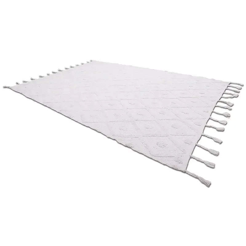 Alfombra de algodón ecru para infantes | tejida a mano