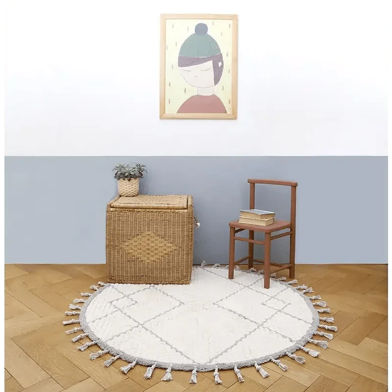 Alfombra infantil redonda de algodón | gris 120cm