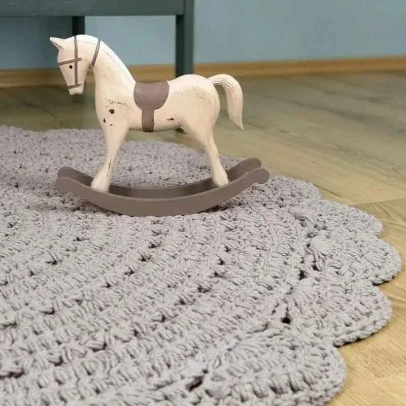 Round crochet children's rug 120cm cotton