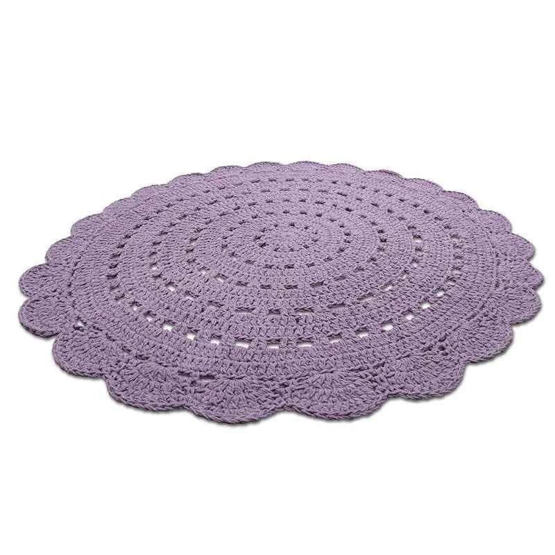 Crochet round rug 100% cotton for children 120cm | Mauve