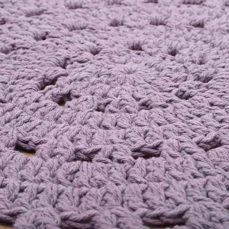 Crochet round rug 100% cotton for children 120cm | Mauve