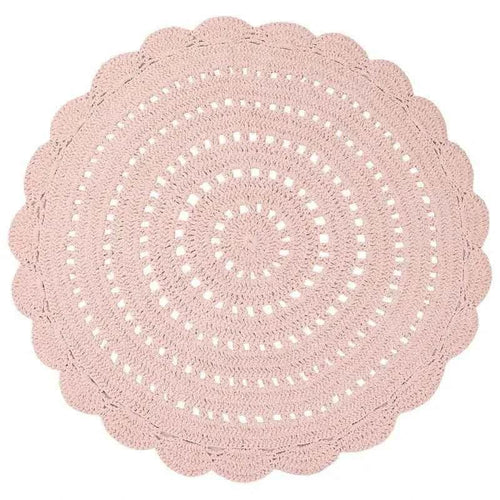Tapete redondo para criança em crochet, 100% algodão, 120 cm | Cor nude