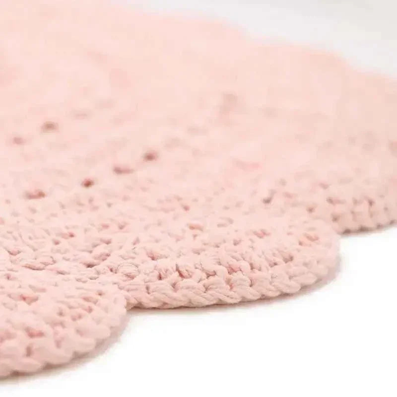 100% cotton round crochet children's rug, 120 cm | Nude
