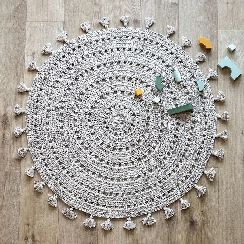 Alfombra infantil de algodón crochet Nila | gris perla