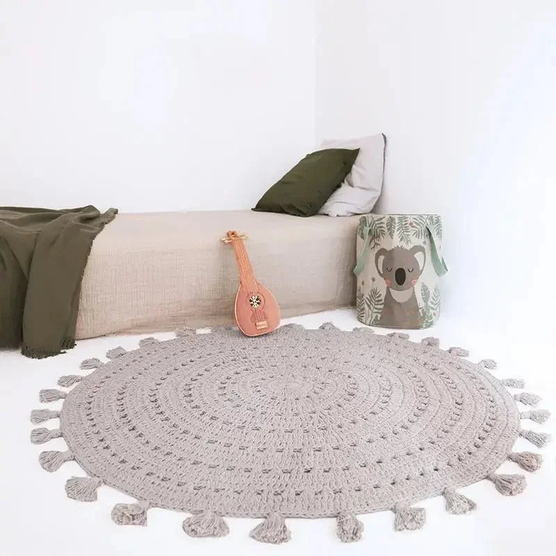 Alfombra infantil de algodón crochet Nila | gris perla