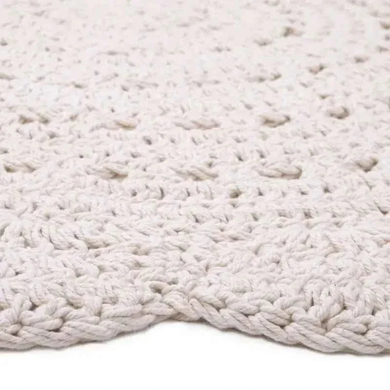 Children's Round Crochet Rug 120cm Ecru