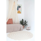 Children's Round Crochet Rug 120cm Ecru
