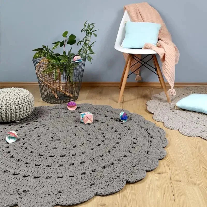 ALMA GRIS tapis enfant crochet 120cmCotonHome & Garden > Decor > Rugs