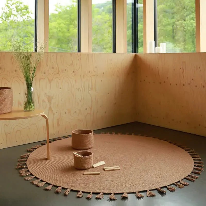 Alfombra de habitación infantil redonda pompones LISETTE 140cmCotonHome & Garden > Decor > Rugs