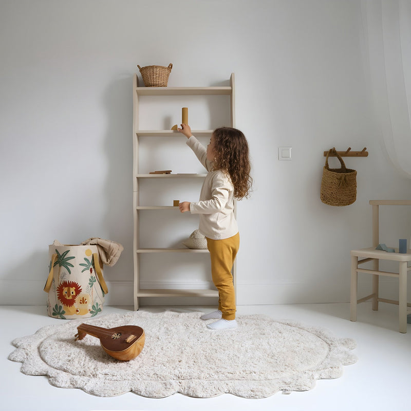 Alfombra infantil ovalada MARISA color crudo con borde en ondas 100x150cmCotonHome & Garden > Decor > Rugs