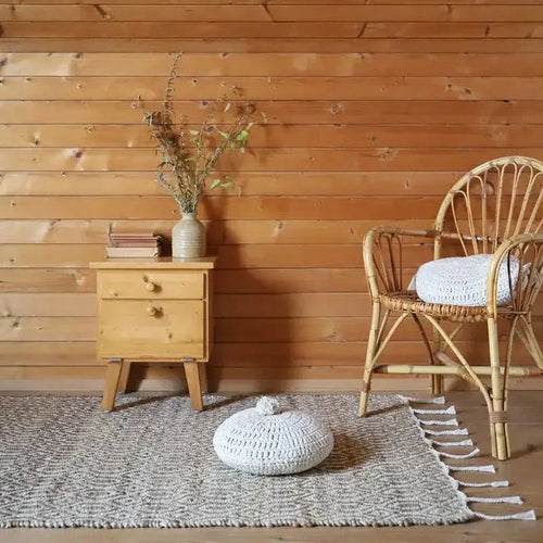 Alfombra de jute y algodón natural | con flecos a mano