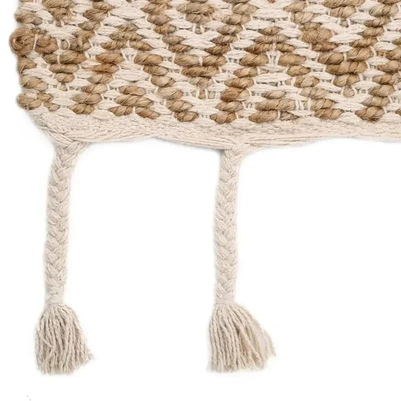 Natural jute and cotton rug | with hand-tied fringes