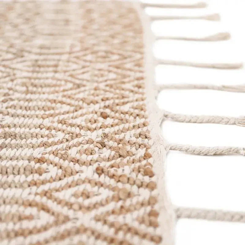 Natural jute and cotton rug | with hand-tied fringes