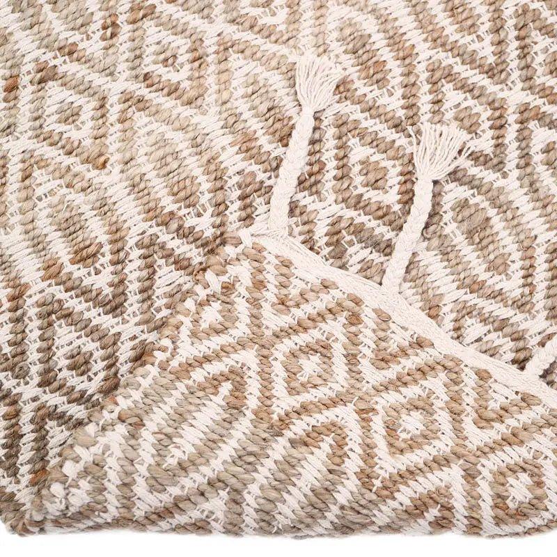 Natural jute and cotton rug | with hand-tied fringes