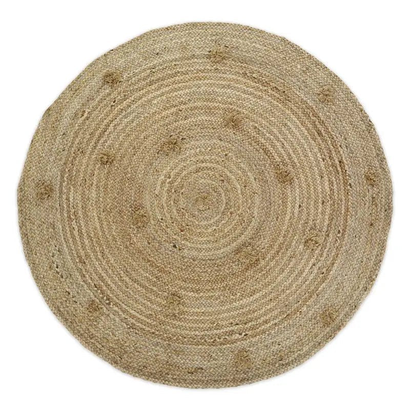 Alfombra de jute con pompones SISKA 140cmJuteHome & Garden > Decor > Rugs