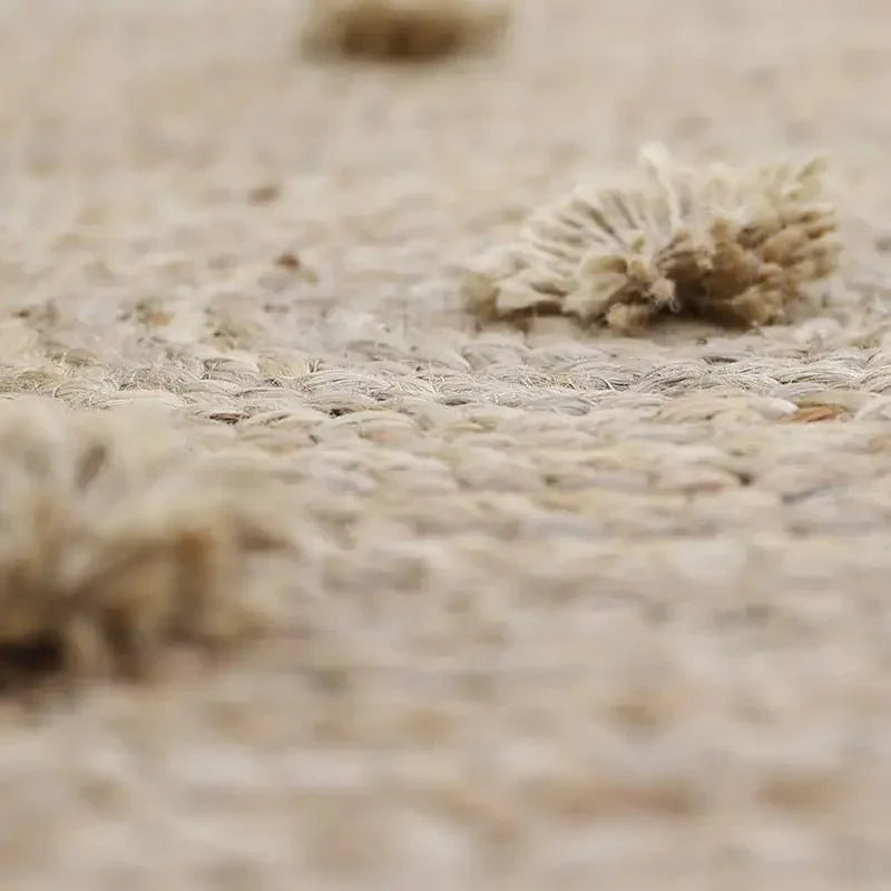 Jute Rug with Pom Poms 140cm | Natural and Modern