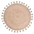 Round jute children's rug with pompoms