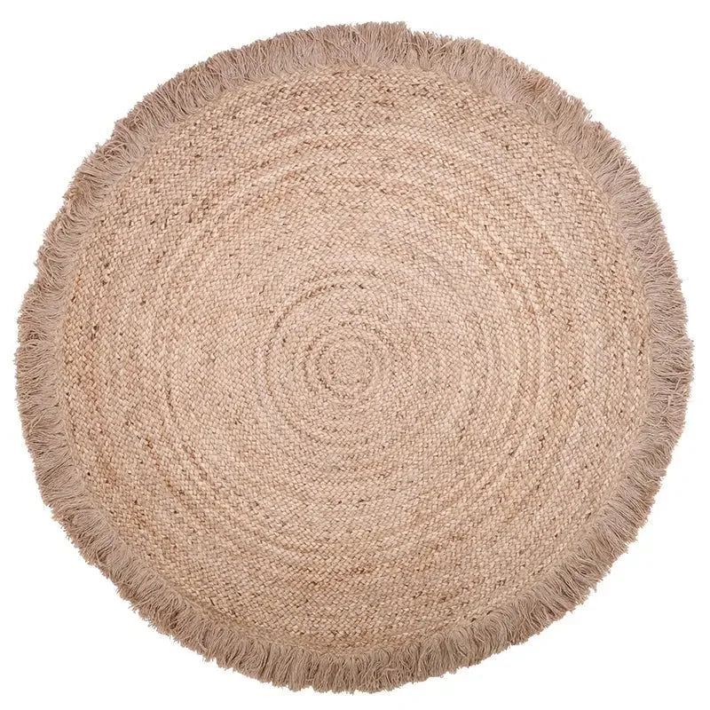 Alfombra infantil redonda de yute natural para niños