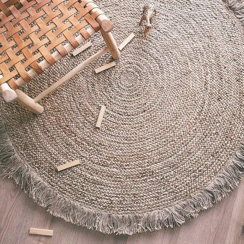 Alfombra infantil redonda de yute natural para niños