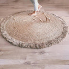 Alfombra infantil redonda de yute natural para niños