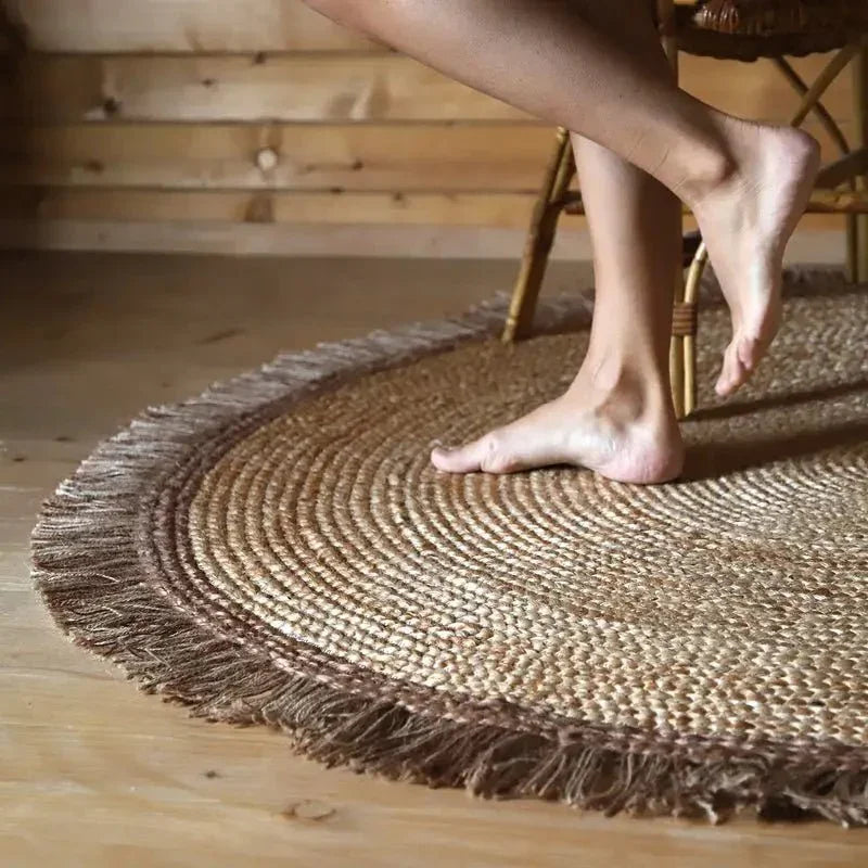 Jute children's rug with pompoms | for children