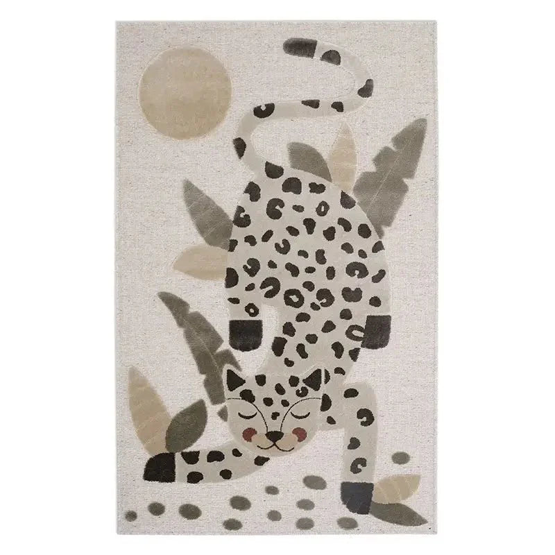 Children's jaguar wool rug | beige 80x125 cm