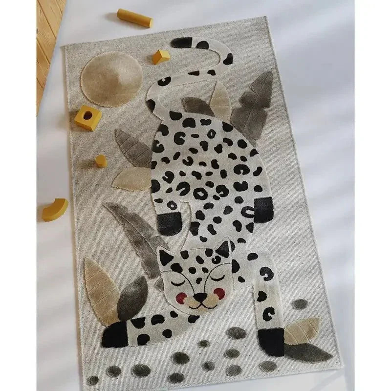 Children's jaguar wool rug | beige 80x125 cm