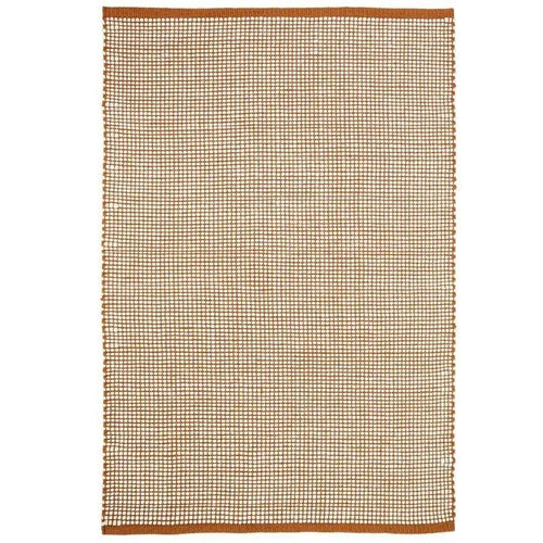 Alfombra de lana natural con diseño gráfico en caramelo