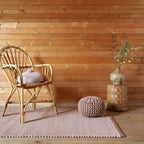 Pure wool nude XS rug with refined graphic design