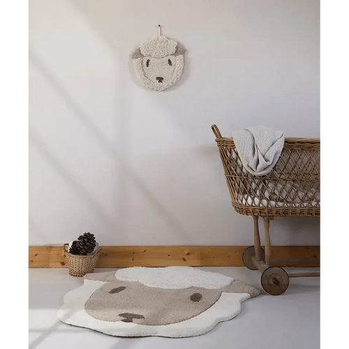 Tapete infantil de lã tecido à mão para quarto.