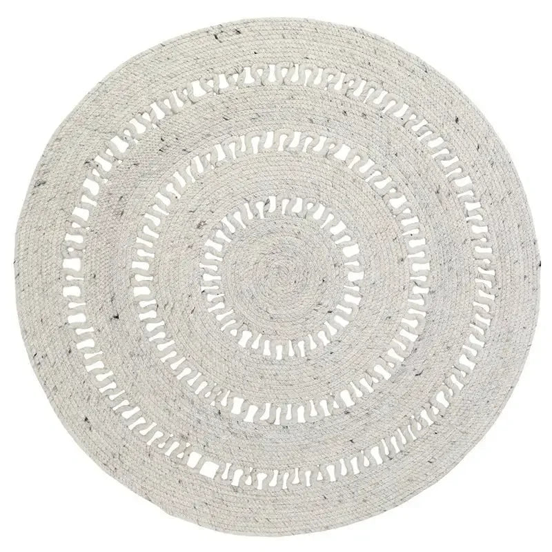 Round natural wool rug | Handmade in India