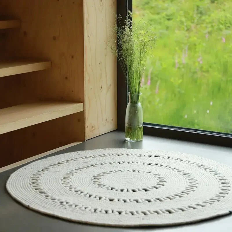 Alfombra de lana redonda BIBEK NATUREL SLaineHome & Garden > Decor > Rugs