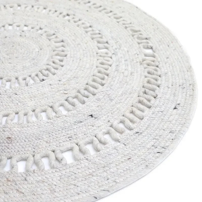 Round natural wool rug | Handmade in India