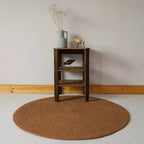Round rug made of natural wool, handmade in India | understated design