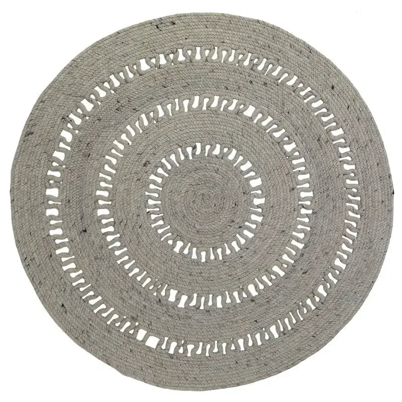 Handmade wool round rug | grey size S