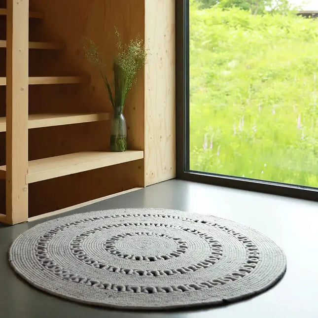 Alfombra de lana redonda BIBEK GRIS SLaineHome & Garden > Decor > Rugs