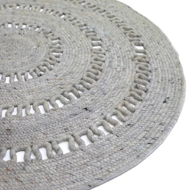 Handmade wool round rug | grey size S