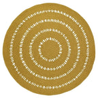 Round handmade wool rug with openwork design