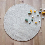 Handmade round natural wool rug for decoration