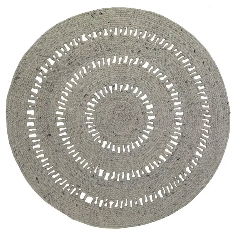 Handmade round virgin wool rug | grey