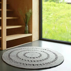 Handmade round virgin wool rug | grey